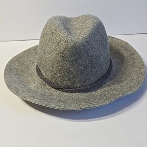NWT Lucky Brand Ladies 100% Wool Grey Heathered Panama Hat